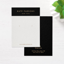 Chic White Leather Earring Jewelry Display Card Visitekaartje