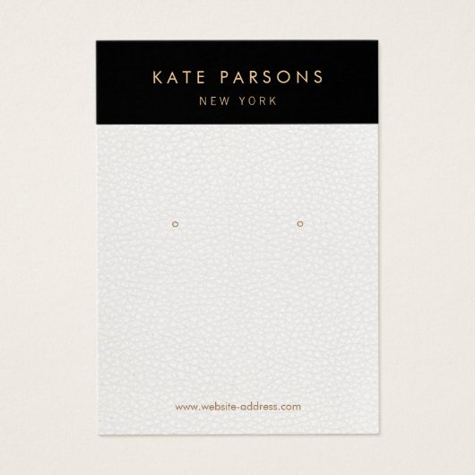 Chic White Leather Earring Jewelry Display Card Visitekaartje (Voorkant)