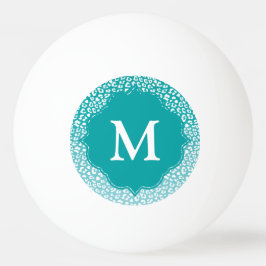 Chic White Leopard Spots on Turquoise Monogram Pingpongbal