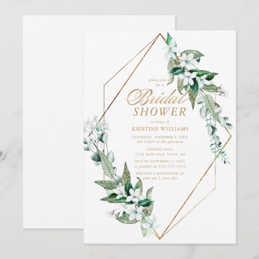 Chic White Magnolia Floral Greenery Vrijgezellenfe Kaart (Voorkant / Achterkant)