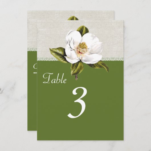 Chic White Magnolia Recovery Table Number Kaart (Voorkant / Achterkant)
