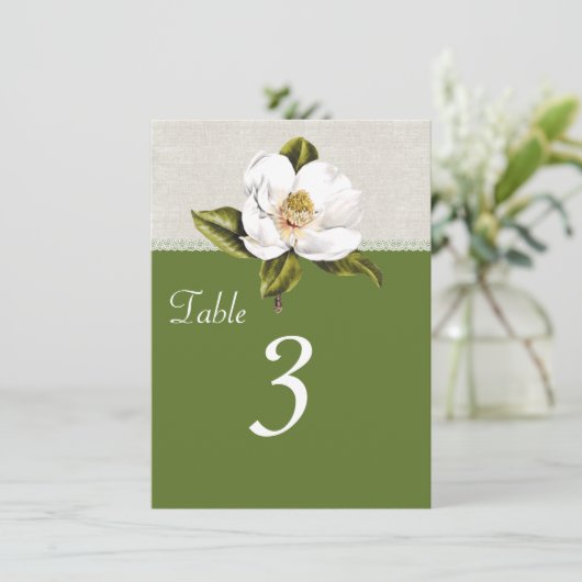 Chic White Magnolia Recovery Table Number Kaart (Staand voorkant)