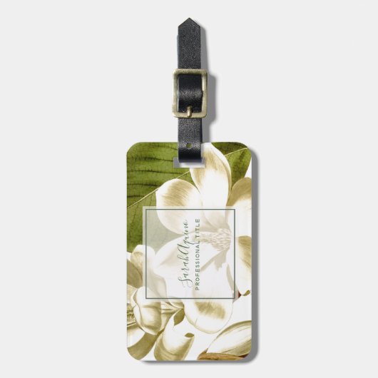 Chic White Magnolias Bloemenbedrijf Bagagelabel (Voorkant verticaal)