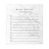 Chic White Marble - Aangepast om lijst uit te voer Notitieblok (Voorkant)