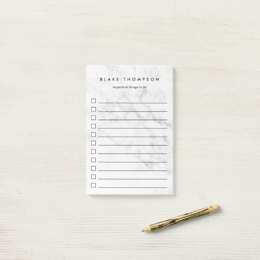 Chic White Marble - Aangepast om lijst uit te voer Post-it® Notes (Op bureau)