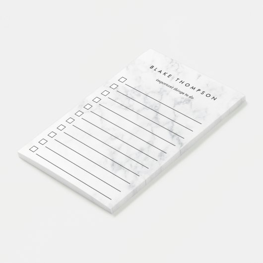 Chic White Marble - Aangepast om lijst uit te voer Post-it® Notes (Schuin)