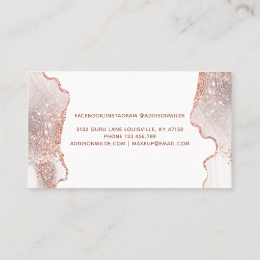 Chic White Marble Agate Roos Gold Afsprakenkaartje (Achterkant)