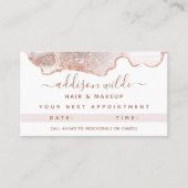 Chic White Marble Agate Roos Gold Afsprakenkaartje (Voorkant)