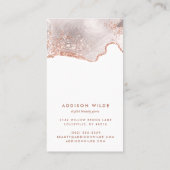 Chic White Marble Agate Roos Gold Earning Display Visitekaartje (Achterkant)