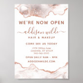 Chic White Marble Agate Roos Gold Glitter Business Poster (Voorkant)