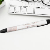 Chic White Marble Agate Roos Gold Glitter Business Zwarte Inkt Pen