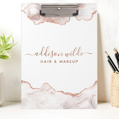 Chic White Marble Agate Roos Gold Glitter Klembord