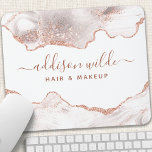 Chic White Marble Agate Roos Gold Glitter Muismat<br><div class="desc">Chic White Marble Agate Roos Gold Glitter Muismat. Perfect voor een schoonheidssalon,  haarstylist,  make-up kunstenaar of cosmetoloog.</div>