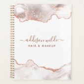 Chic White Marble Agate Roos Gold Glitter Planner (Voorkant)