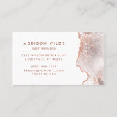 Chic White Marble Agate Roos Gold Glitter Visitekaartje (Achterkant)