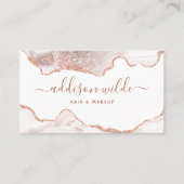 Chic White Marble Agate Roos Gold Glitter Visitekaartje (Voorkant)