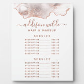 Chic White Marble Agate Roos Gold Price Menu Fotoplaat (Voorkant)