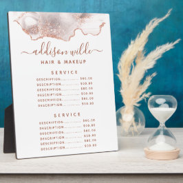 Chic White Marble Agate Roos Gold Price Menu Fotoplaat