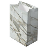 Chic white marble, granite texture medium cadeauzakje (Voorkant Gekanteld)