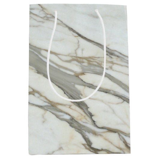 Chic white marble, granite texture medium cadeauzakje (Voorkant)