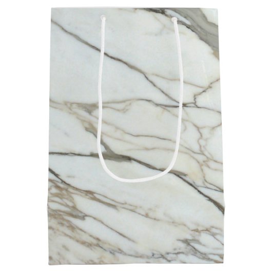 Chic white marble, granite texture medium cadeauzakje (Achterkant)