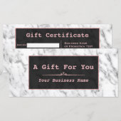 Chic White Marble Roos Gold Cadeaubon (Voorkant / Achterkant)