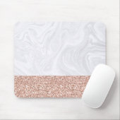 Chic White Marble Roos Gold Glitter Elegant Muismat (Met muis)