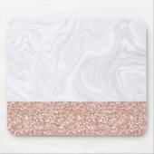 Chic White Marble Roos Gold Glitter Elegant Muismat (Voorkant)