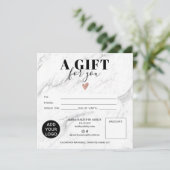 Chic white marble vierkant gift logo (Staand voorkant)