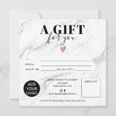 Chic white marble vierkant gift logo (Voorkant)