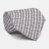 Chic White Mauve Taupe Abstracte Chevron Stropdas (Opgerold)