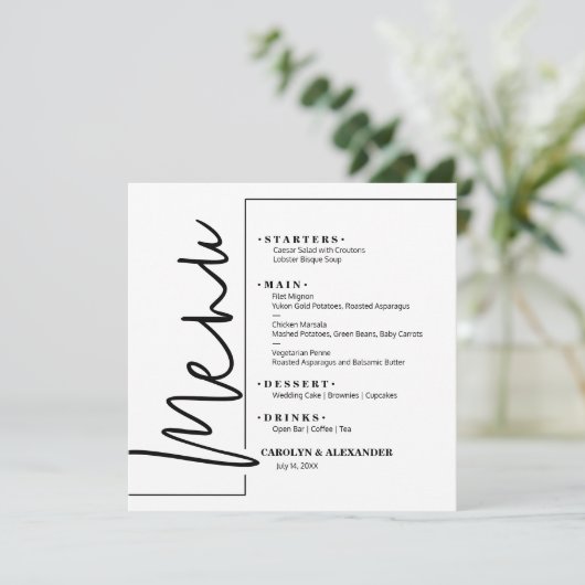 Chic White Menu (Staand voorkant)