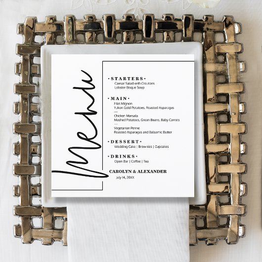 Chic White Menu