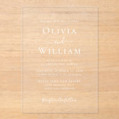 Chic White minimalistische bruiloft Acryl Uitnodigingen (Voorkant)