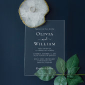 Chic White minimalistische bruiloft Acryl Uitnodigingen