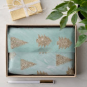Chic White Mint Gold Glitter Kerstbomen Tissuepapier (Geschenk)