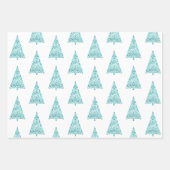 Chic White Mint Kerstbomen Glitter Inpakpapier Vel (Voorkant 3)