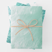 Chic White Mint Kerstbomen Glitter Inpakpapier Vel (In situ)