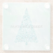 Chic White Mint Kerstboom Glitter Glazen Onderzetter (Achterkant)
