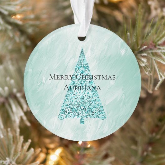 Chic White Mint Kerstboom Glitter Ornament (Boom)