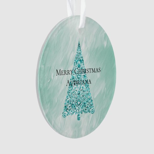 Chic White Mint Kerstboom Glitter Ornament (voorkant)