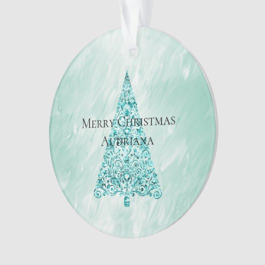 Chic White Mint Kerstboom Glitter Ornament (voorkant)