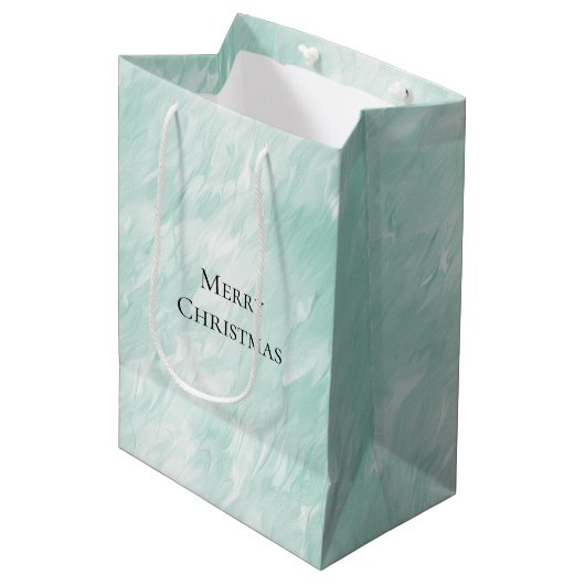 Chic White Mint Kerstmis Medium Cadeauzakje (Voorkant Gekanteld)