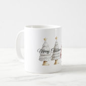 Chic White Mint Roze Kerstbomen Koffiemok (Voorkant links)