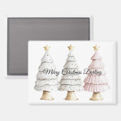 Chic White Mint Roze Kerstbomen Magneet (Voorkant / Achterkant)