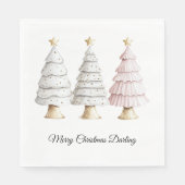 Chic White Mint Roze Kerstbomen Servet (Voorkant)