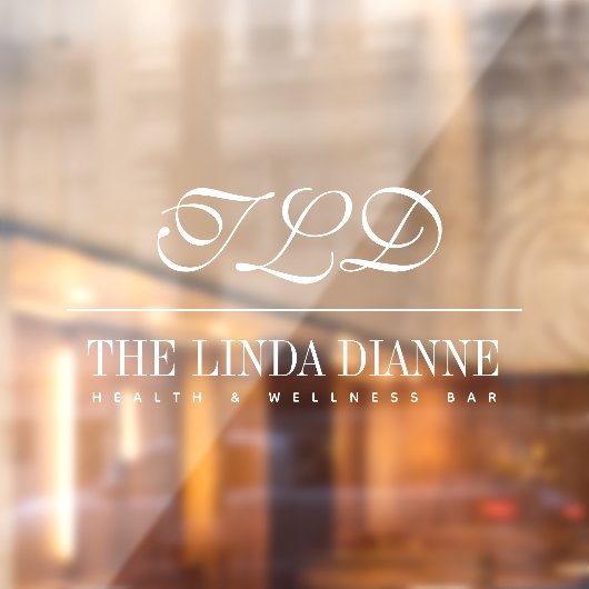 Chic White Modern Monogram Name Business Signage Raamsticker (Vel 2)