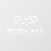 Chic White Modern Monogram Name Business Signage Raamsticker (Vel)