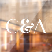 Chic White Monogram Ampersand Art Deco Huwelijk Raamsticker (Vel 2)