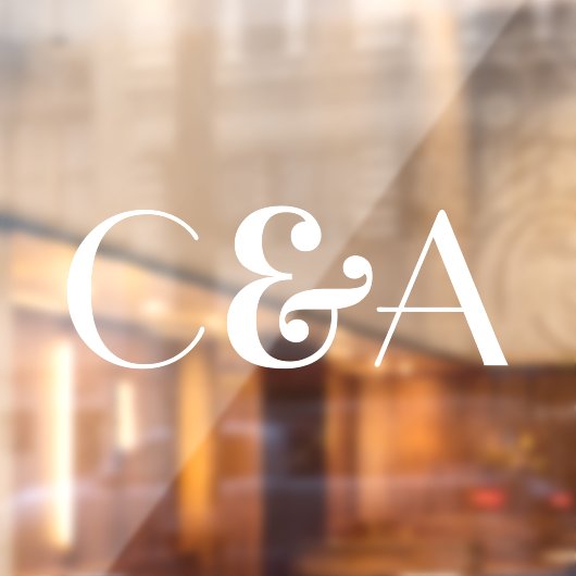 Chic White Monogram Ampersand Art Deco Huwelijk Raamsticker (Vel 2)